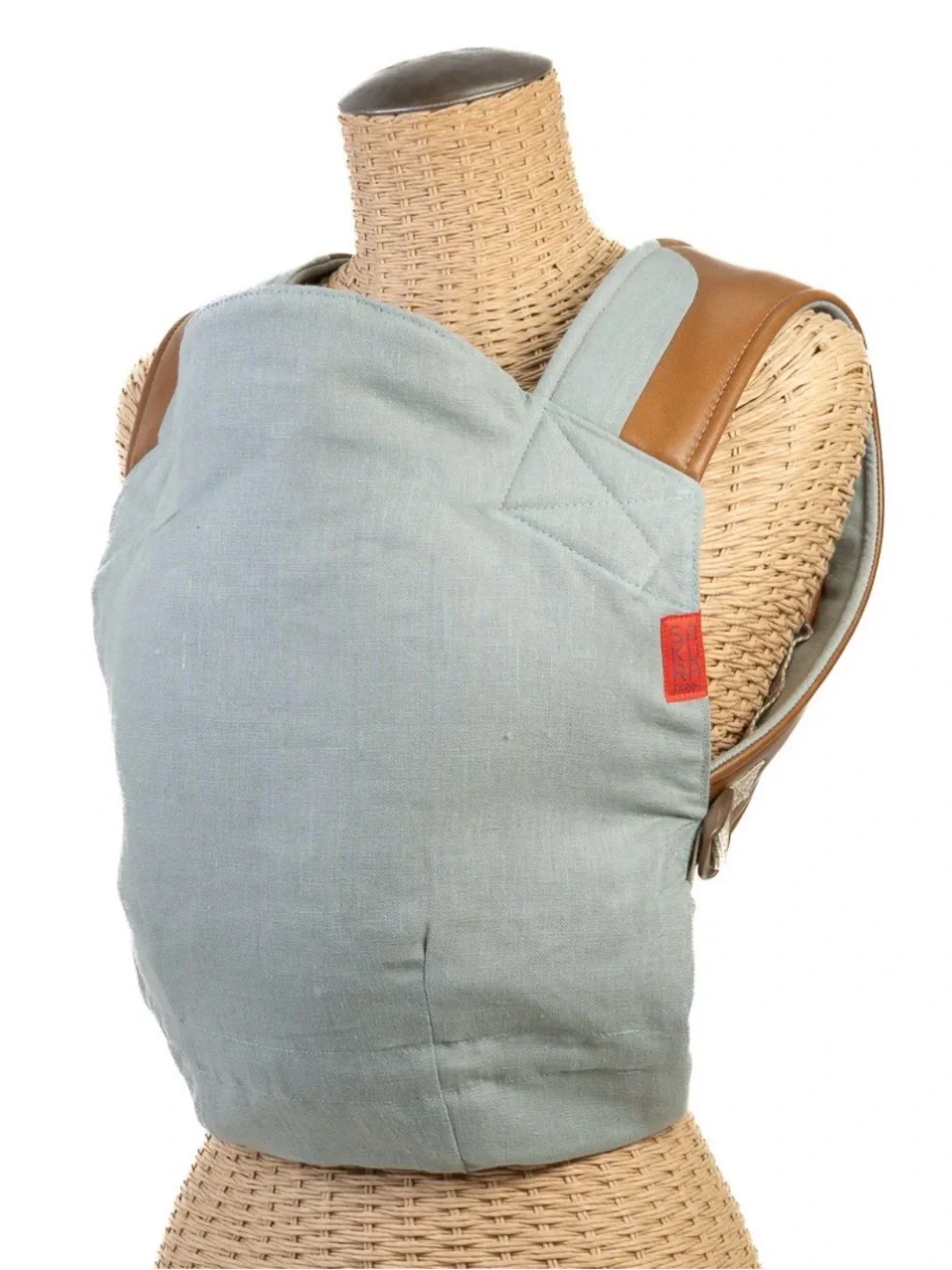 Sakura Bloom ONBUHIMO Carrier in Linen Laguna with Butterscotch Leather Strap